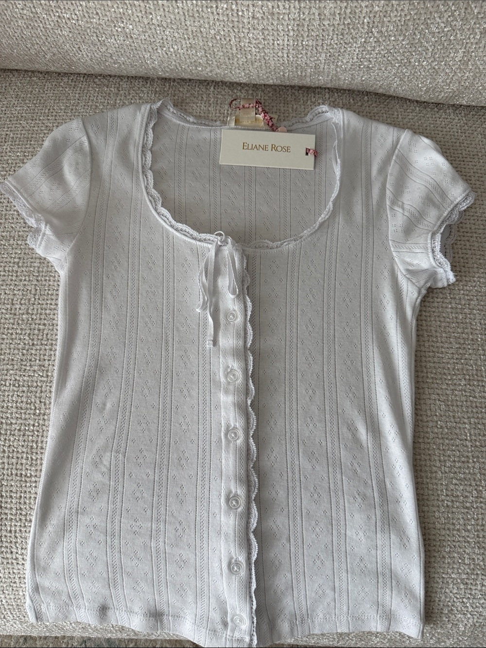 Eliane Rose Girls' White Short-Sleeve Button Front Top
